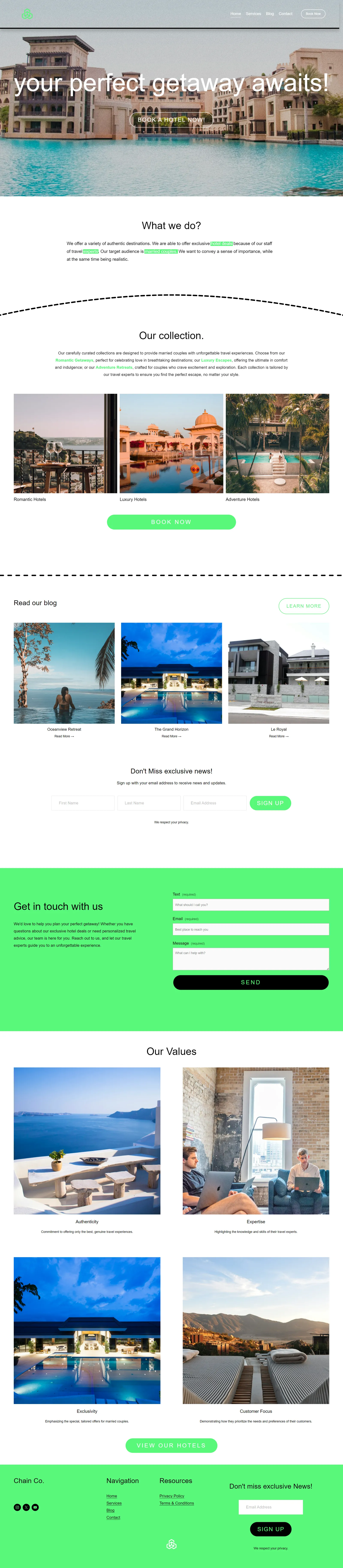 Chain Co. website, screenshot 1 of 3