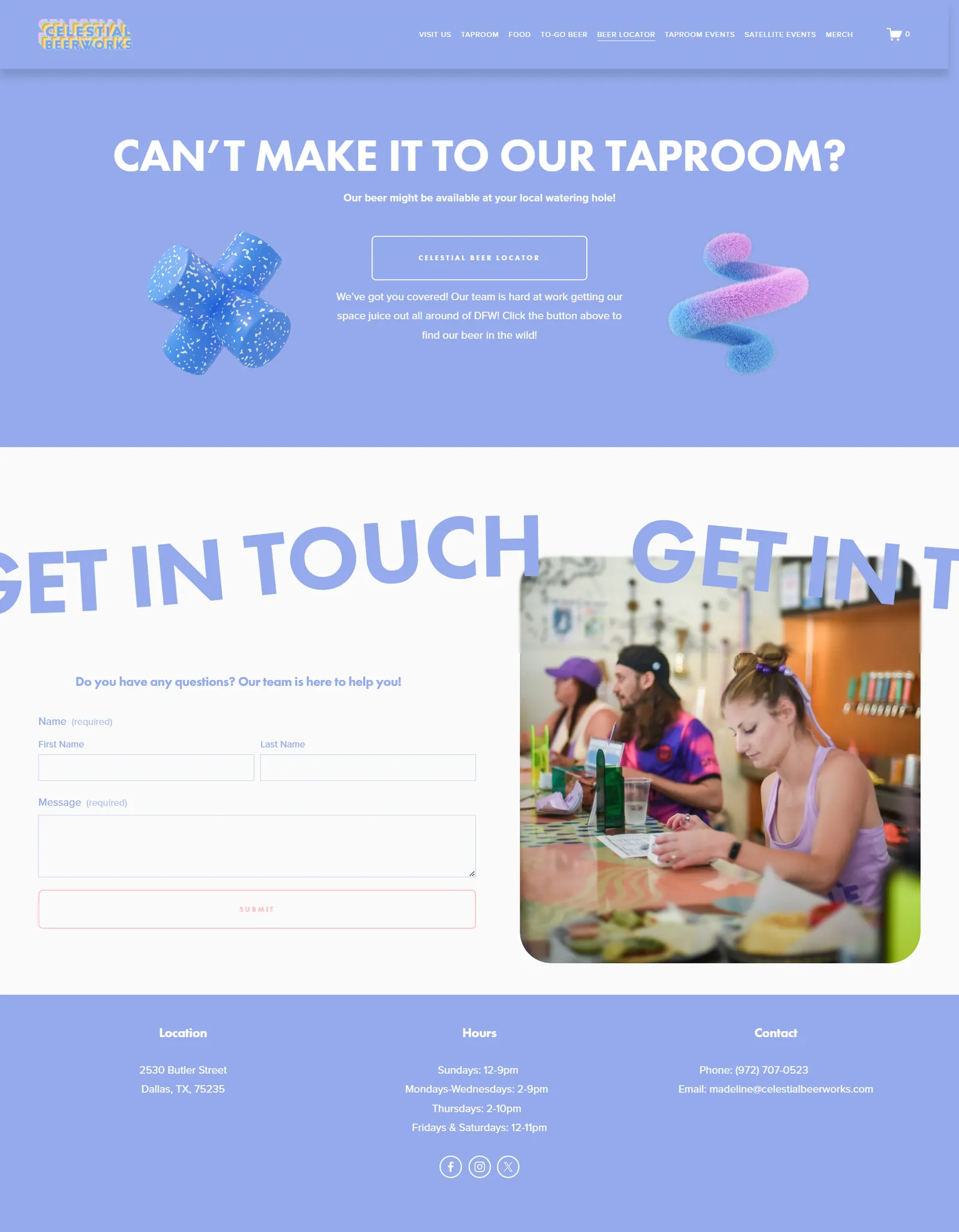 Celestial Beerworks website design — screenshot of the redesigned site