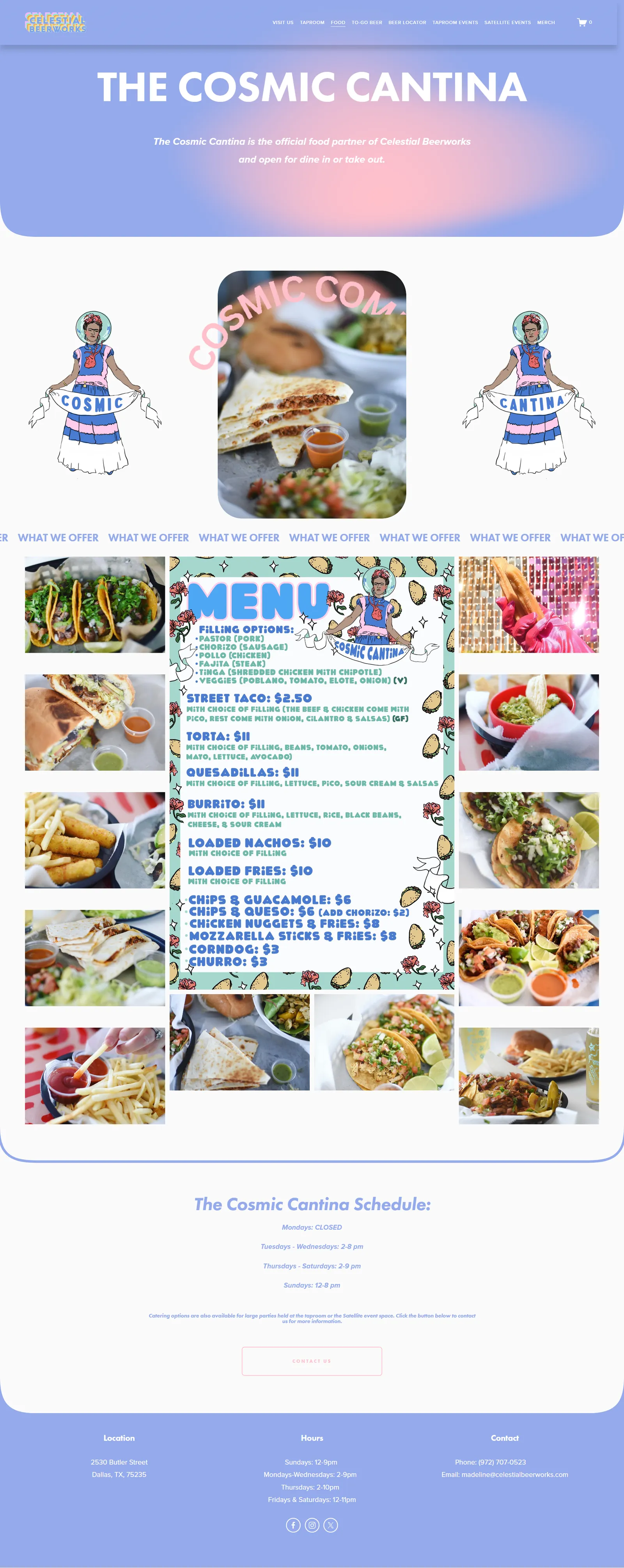 Celestial Beerworks website design — screenshot of the redesigned site