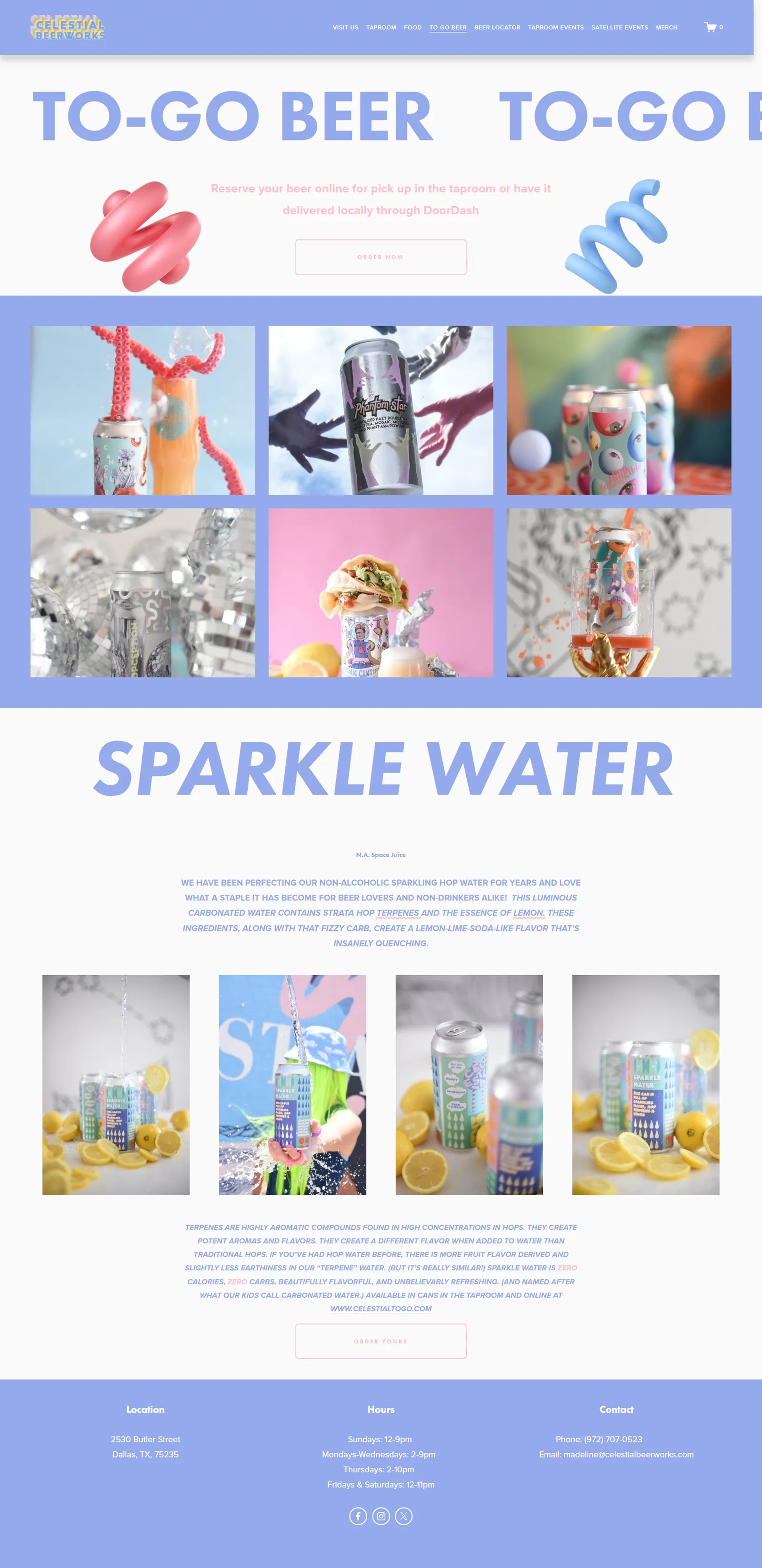 Celestial Beerworks website design — screenshot of the redesigned site