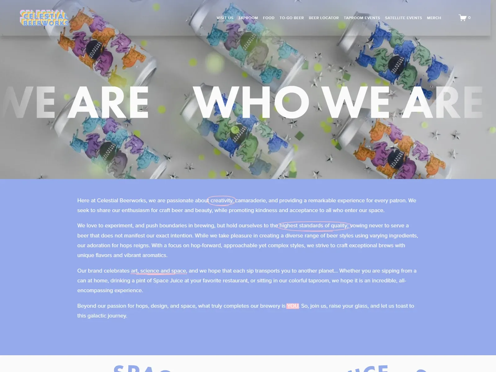 Celestial Beerworks website, About page