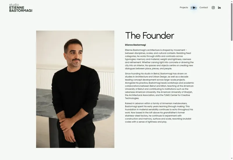 Studio Etienne Bastormagi website, Studio page