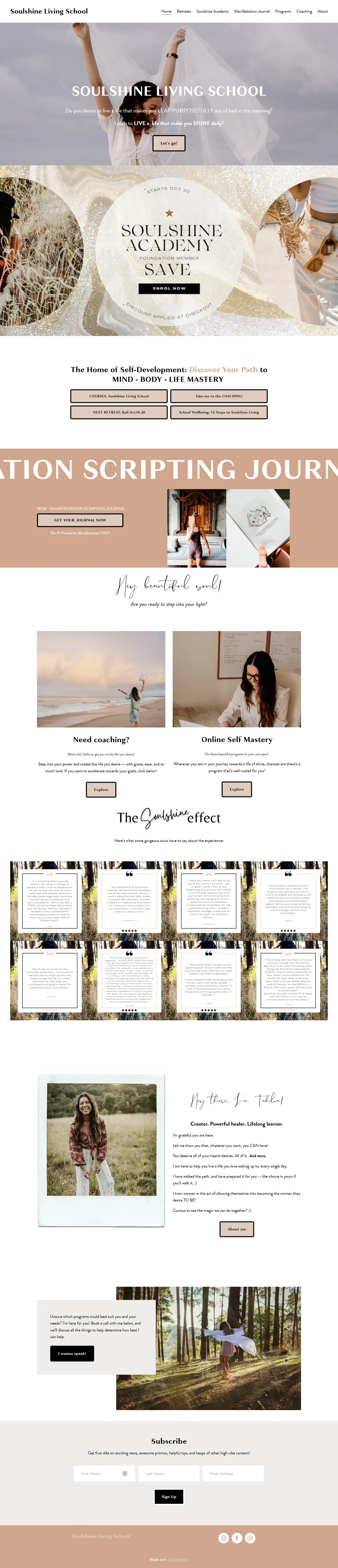Soulshine Academy website, screenshot 1 of 1