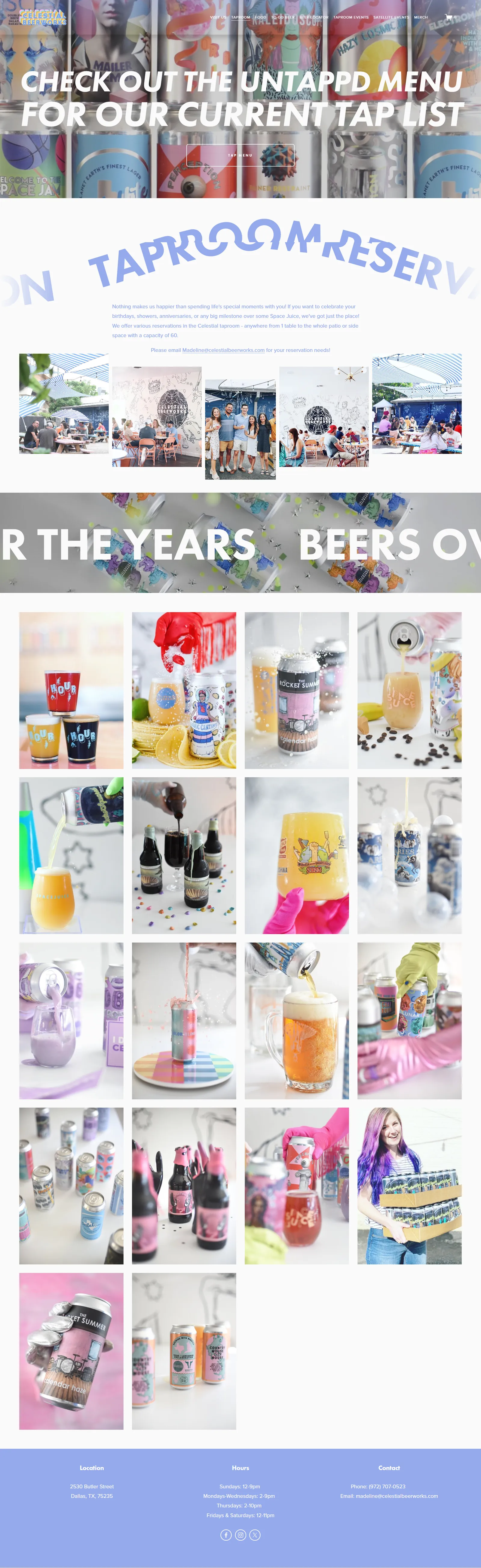 Celestial Beerworks website design — screenshot of the redesigned site