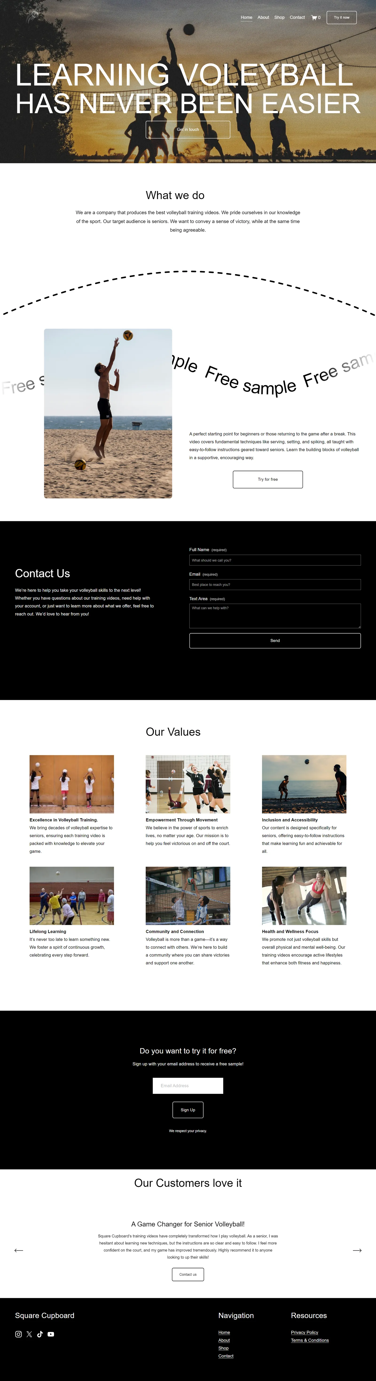 Square Cupboard website, screenshot 1 of 3