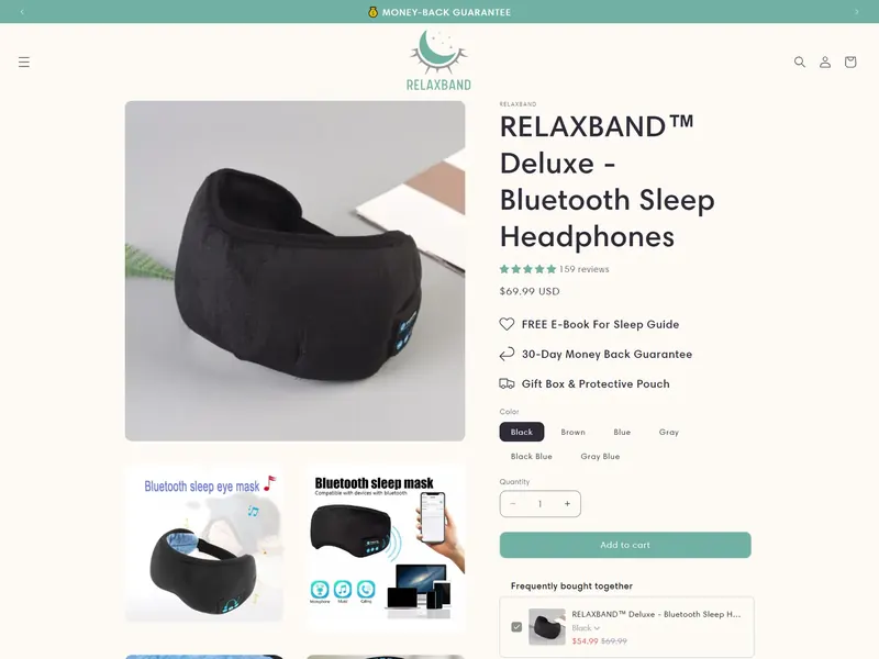 RelaxBand website, screenshot 2 of 2